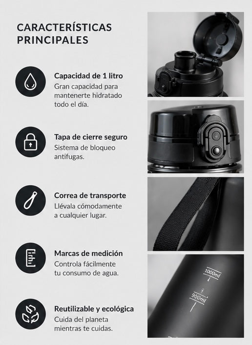 Botella Deportiva 1L — Hidratación en Todo Momento