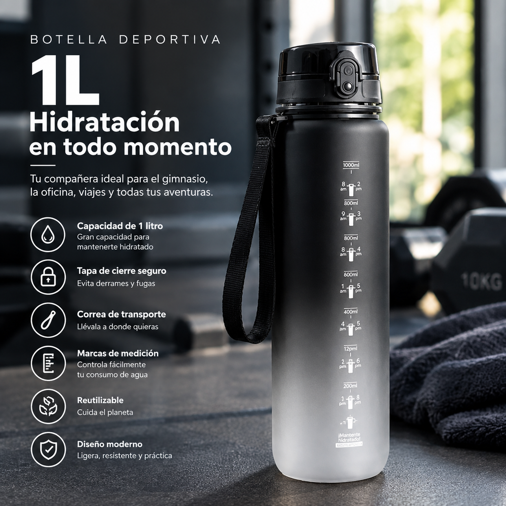 Botella Deportiva 1L — Hidratación en Todo Momento